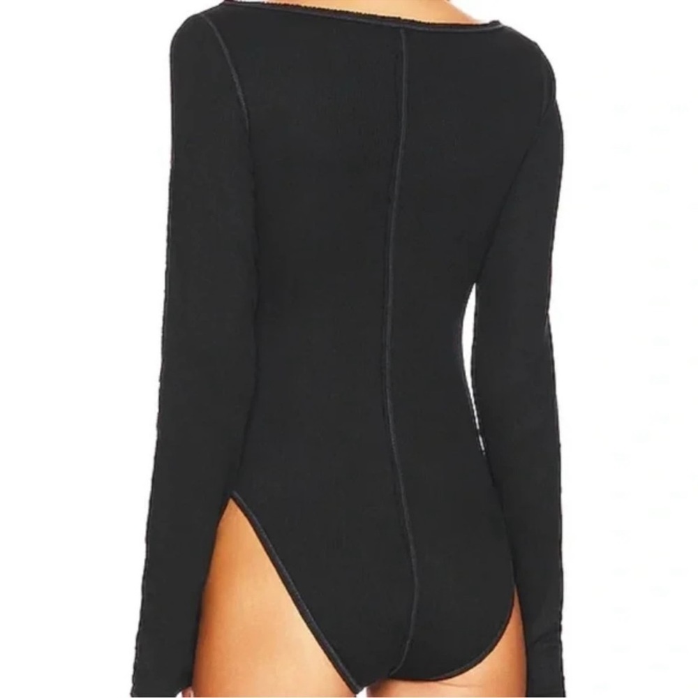 Free People Intimately Black Long Sleeve Button Thermal Sloane Bodysuit - Picture 4 of 12